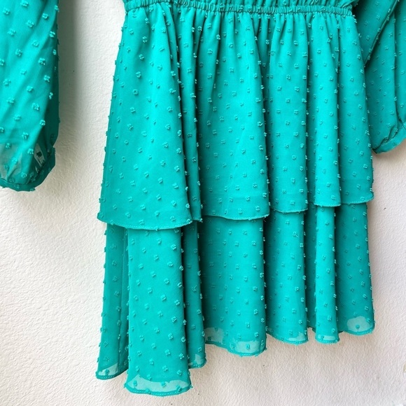 Yumi Kim Class Act Dress in Green Jewel Emerald Swiss Dot Sz L - Picture 13 of 15